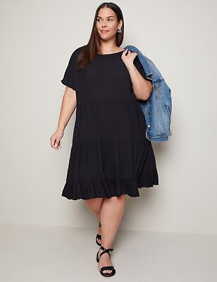 #ad US 20 Plus Size Womens Dress Short Sleeve Tiered Midi Summer Dress $17.68