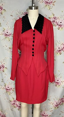 #ad Vintage 90s Red mini skirt suit Blondie And Me The Nanny vibes $50.00