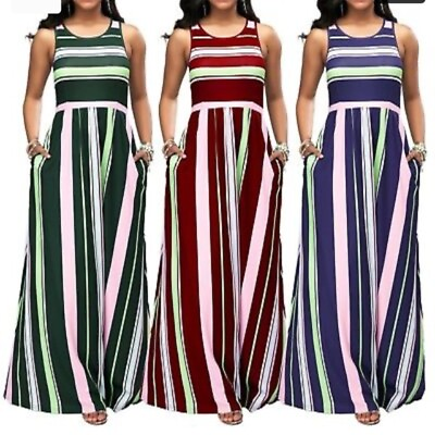 #ad New Multi Color Sleeveless Maxi Dress $21.99