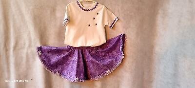 #ad Girls Size 5 Purple Skirt With Butterfly Flower Print And T shirt $8.00