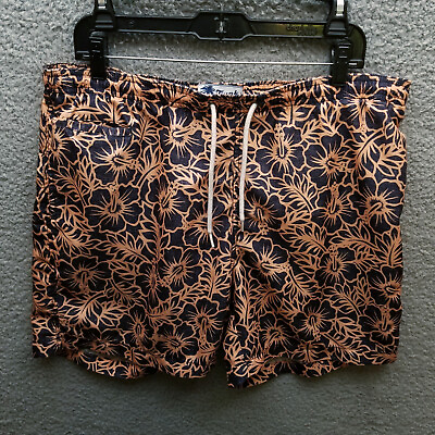 #ad #ad Trunks Men#x27;s L Floral Orange Trunks Swimwear 100% Polyester 37.25quot; 6quot; 11quot; $17.19