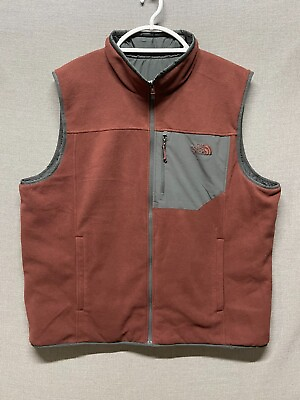 #ad North Face Reversible Trinity Vest Mens 2XL Brown Grey Insulated Jacket Relaxed $74.88
