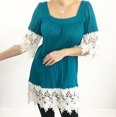 #ad Crochet Lace Boho Tunic Dress $19.00