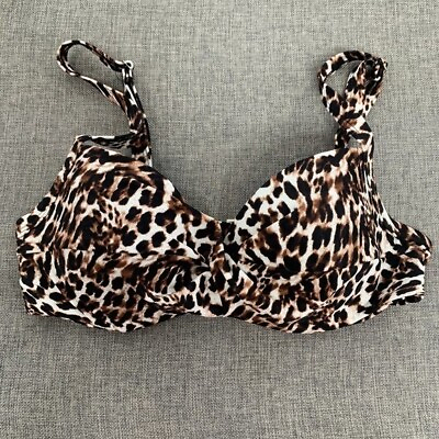 #ad New Leopard Push Up Swimsuit Top Padded Adjustable Straps Small Brown Black. $16.00