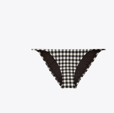 #ad Tory Burch Black Ivory Gingham Printed Swimsuit Bikini Bottom Medium NWOT $50.00