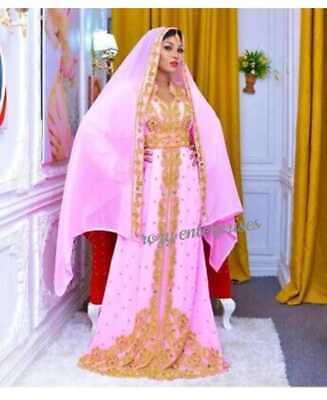 #ad SALE New Moroccan Dubai Kaftans Farasha Abaya Dress Very Fancy Long Gown rozy $61.62