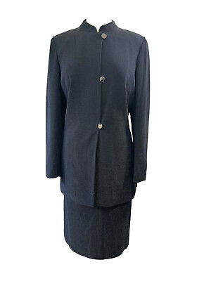 #ad TRAVIS AYERS Women 2PC Elegant Black White Skirt Suit Size 10 $38.99
