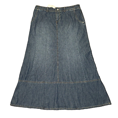 #ad J Jill Long Maxi Skirt Women’s Size 8 Blue Jean Denim Flared Modest Two Tier NWT $44.88