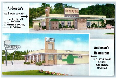 #ad 1961 Anderson#x27;s Restaurant North Winter Park Florida FL Norfolk VA Postcard $6.47