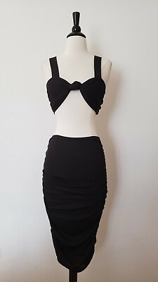 #ad Urban Outfitters 2 Piece Skirt Set New Size Medium Crop Top Knotted Ruched $35.00