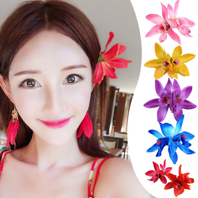 #ad Artificial Flowers Hair Clip Lily Orchid Flower Hairpin DIY Boho Style Headwear C $1.67