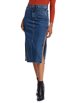 3x1 Women#x27;s Cami Midi Denim Skirt Size 27 NWT Denim style midi skirt featuring $75.00