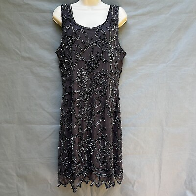 #ad #ad Prelude Size 12 Sparkling Beaded Sequin Cocktail Mini Dress Sleeveless Evening $50.00