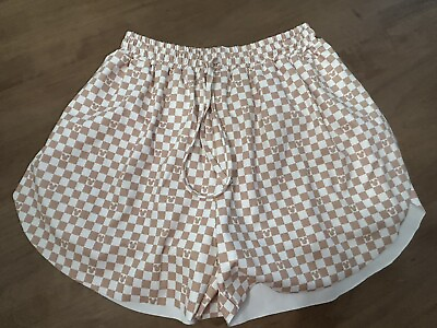 #ad Disney Skorts shorts skirt The Magic Box Nylon Spandex Mickey Tan White Large $19.95