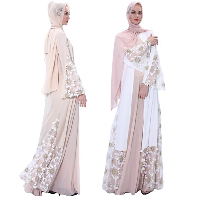 #ad Kimono Dubai Muslim Women Open Cardigan Long Maxi Dress Abaya Kaftan Robe Arabic $48.49