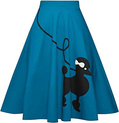 #ad ZEZCLO Women#x27;s Dog Printed High Waist Poodle Skirt 50s Vintage Loose Fold Pleate $44.27