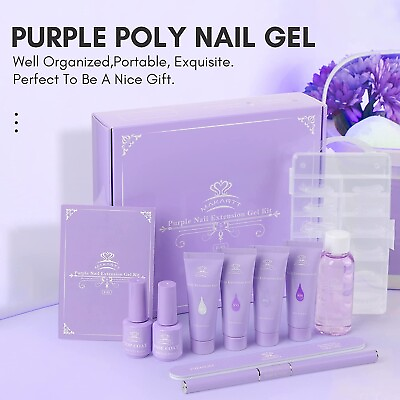 Purple Poly Nail Extension Gel Kit Long Lasting Hard Gel for Nail Building DIY $8.90