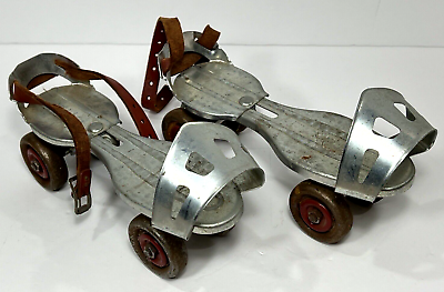 #ad #ad Steel Roller Skates Sears Roebuck Adjustable Leather Straps Antique 610 23119 $31.99