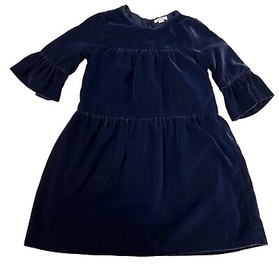 #ad Gymboree Blue Velvet Ruffle Bell Sleeve Tiered A Line Party Dress Girls Size 6 $19.98