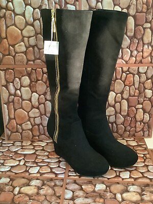 #ad womens boots size 9 Christian Striano Blk Velvet Under knee NWT $45.00