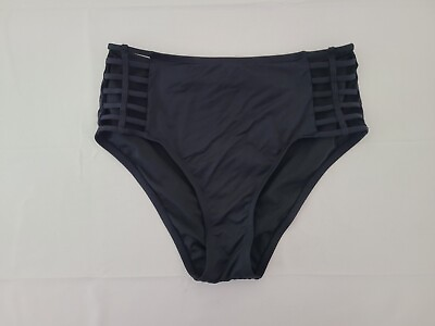 #ad Shade amp; Shore High Waisted Lattice Side Black Bikini Bottoms Size M $8.00