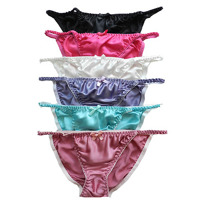 #ad Yavorrs 6 Pairs 100% Pure Silk Women#x27;s String Bikini Panties Size S M L XL 2XL $35.99