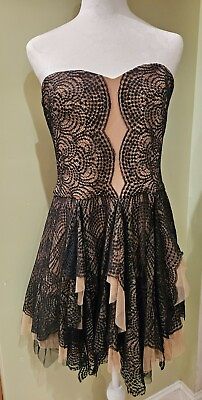 #ad BCBG MAXAZRIA Norelle Black Lace Strapless Cocktail Dress Size 12 NWT $95.00