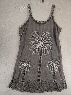 #ad Raya Sun Dress Large Women#x27;s Embroidered Palms Cotton Blend $35.00