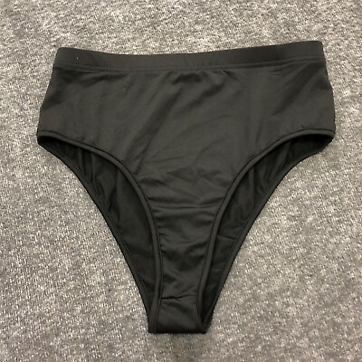 #ad Unbranded High Waisted Cheeky Solid Pattern Black Bikini Bottoms Size Small NWOT $8.99