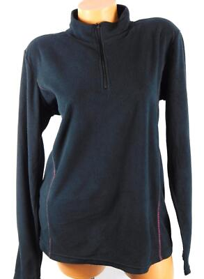 #ad Wfs black plus size stitching 1 2 zipper long sleeve fleece active top XL $14.99