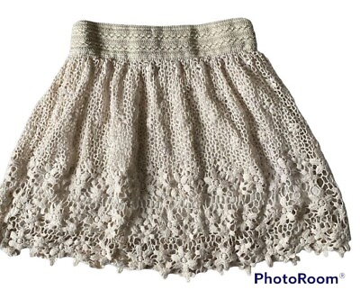 #ad #ad Sequin Hearts Girls Crocheted Floral Ivory Skirt Size L $21.99