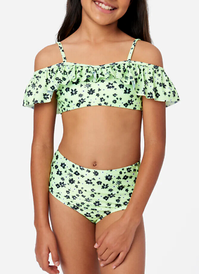 #ad JUSTICE Girls Swimsuit Tankini Bikini 12 14 16 18 PLUS Size Off Shoulder Floral $35.90