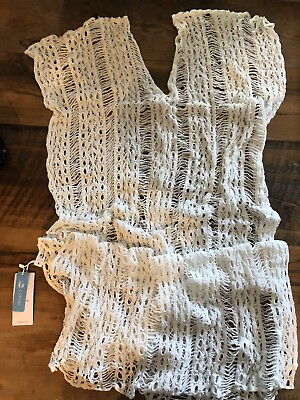 Cupshe Womens Beach Cover Up White Crocheted NWT Long Below Knee Length $19.99