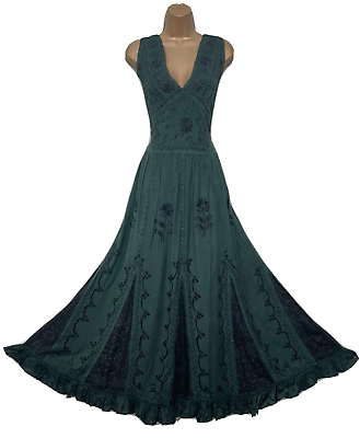#ad Plus Maxi Summer Dress Green Patchwork Batik Sleeveless One Size 18 20 22 24 GBP 27.99