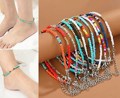 Handmade Ankle Bracelet Women Fashion Beaded Adjustable Beach Anklet $3.99