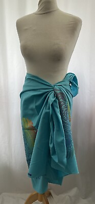 #ad Beach Cover Up Wrap Sarong Blue One Size Club Mediterranee Womens GBP 7.99