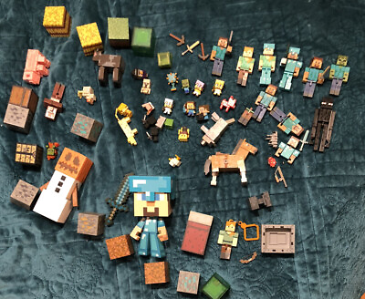 #ad Minecraft mojang... 2014 2015 assorted action figures cubes mini figures.... $62.00