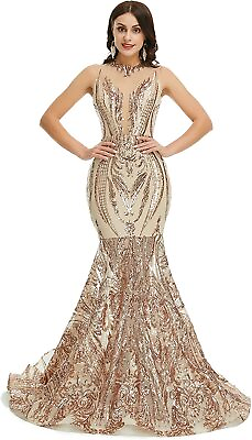 #ad Women#x27;s Sleeveless Sequins Mermaid Evening Dress Formal Party Prom Gowns $122.56