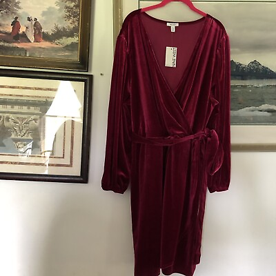 #ad LC Lauren Conrad Purple Velvet Faux Wrap Holiday Party Dress Plus Size 4X A3359 $30.00
