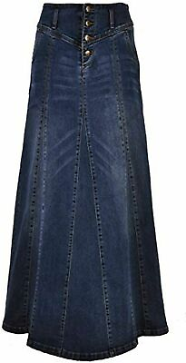 Women#x27;s Retro Exposure Button Fly Packaged Hip A Line Maxi Long Denim Skirt Dk B $16.99