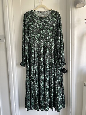 Zara XXL Green and black floral Maxi dress long sleeve Beautiful and flowy GBP 39.99