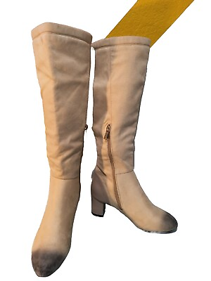 #ad Womens Knee High boots size 7 New. zipper On The Sides. Color Beige . $22.00