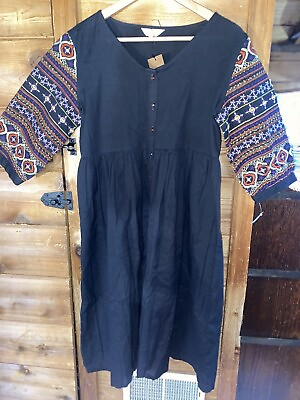#ad NWT Boho dress Size L Woman’s Embroidered Sleeves $14.95