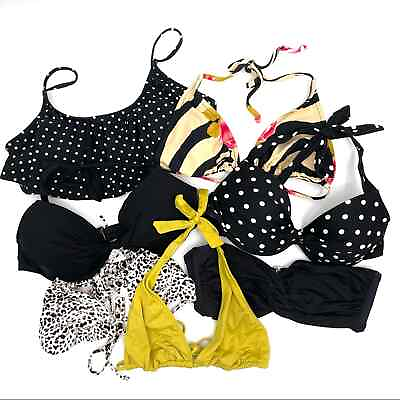 #ad BIKINI TOPS Bundle Set of 7 Bikini Assorted Swim Beach Coastal Size Medium Large $13.34