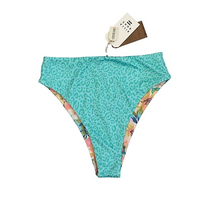 #ad Billabong Women#x27;s L Sweet Tropics Reversible Rise Bikini Bottoms High Waist NEW $35.70