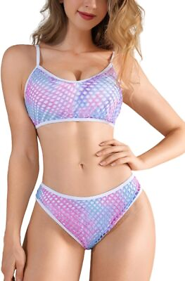 #ad Teen Vibrant Bikini Set Racerback Tie Padded Bralette 2Pc Party Outfit $35.69