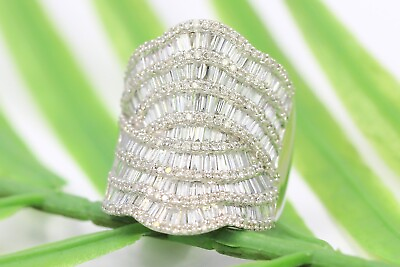 #ad #ad 18K White Gold Cocktail Ring Natural Baguette amp; Round Diamond 2.94 ctw wedding $3495.00