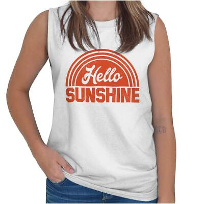 Hello Sunshine Good Vibes Cute Summer Beach Casual Tank Tops Shirts For Women $7.99
