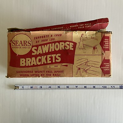 #ad Vintage Pair of Sears Sawhorse Brackets In Original Box Made In USA $16.14