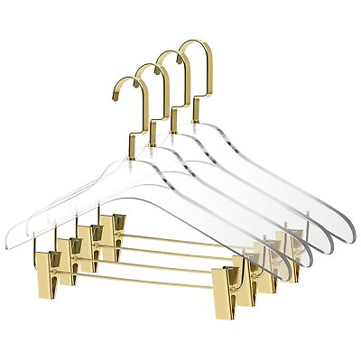 #ad #ad Clear Acrylic Skirt Pant Hangers with Clips – 4 Pack Stylish Clothes Hanger... $44.85